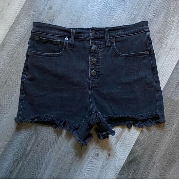 Madewell High Rise Shorts Button Fly Black 28 Waist Festival - Picture 2 of 11
